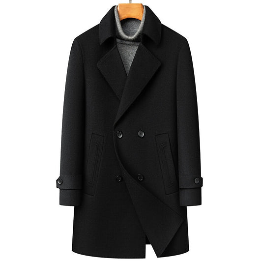 Arrival Long Double-Faced Wool Coat With Detachable Goose Down Lining And Double-Breasted Design