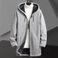Fall Winter Men Fleece-lined Mid-length Zipper Hooded Sweater Cardigan