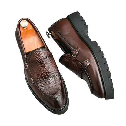 Slip-on Platform Height Increasing Men's Leather Loafers Shoes