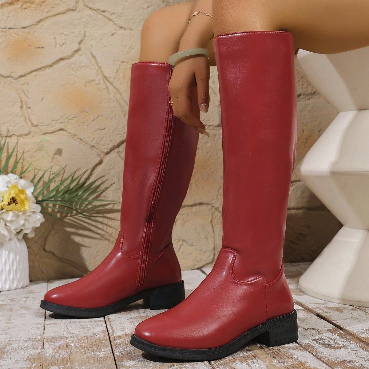 Plus Size Below The Knee High-top Boots