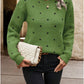 Ins Polka Dot Print Pullover Sweater Fashion Casual Long-sleeved Jacquard Knitted Top Winter Round Neck Clothing For Women