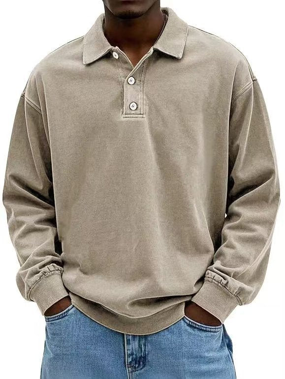 Fall Men's Long Sleeve Polo Shirts Casual Breathable Comfortable Tees Shirt Solid High Quality Sweatshirt Male T-Shirt