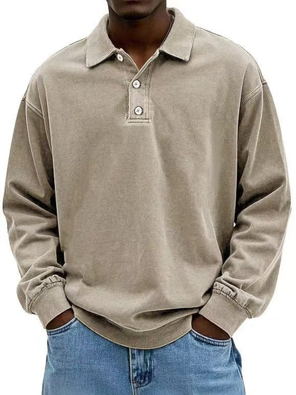 Fall Men's Long Sleeve Polo Shirts Casual Breathable Comfortable Tees Shirt Solid High Quality Sweatshirt Male T-Shirt