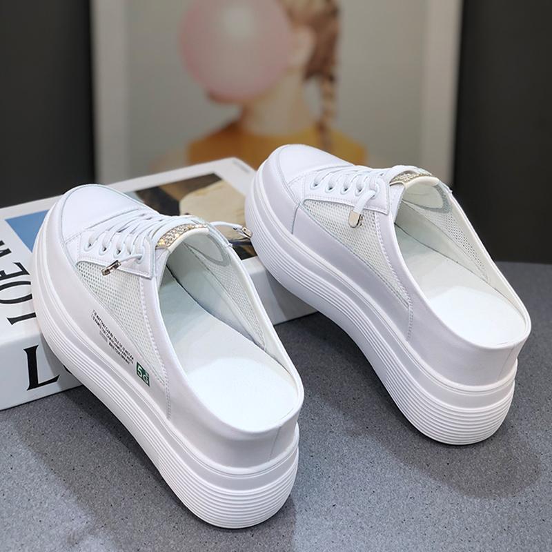 Summer Mesh Surface Platform Heel-free Lazy Stylish And Lightweight White Shoes