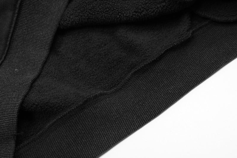 American Fashion Brand Washed Old Shark Printed Hoodie Oversize Velvet Padded Thickened Coat