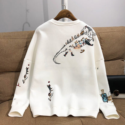 Youthful Vitality Soft And Delicate Embroidered Cotton Sweatshirt