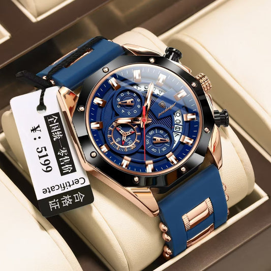 Silicone Band Multi-function Chronograph Men's Watch