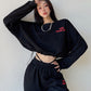 Casual Loose Letter Embroidered Long Sleeve Sweatshirt