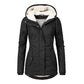 Winter Hooded Jacket Solid Color Warm Buckle Zip-up Fleece Jacket With Pockets Women's Casual Jacket