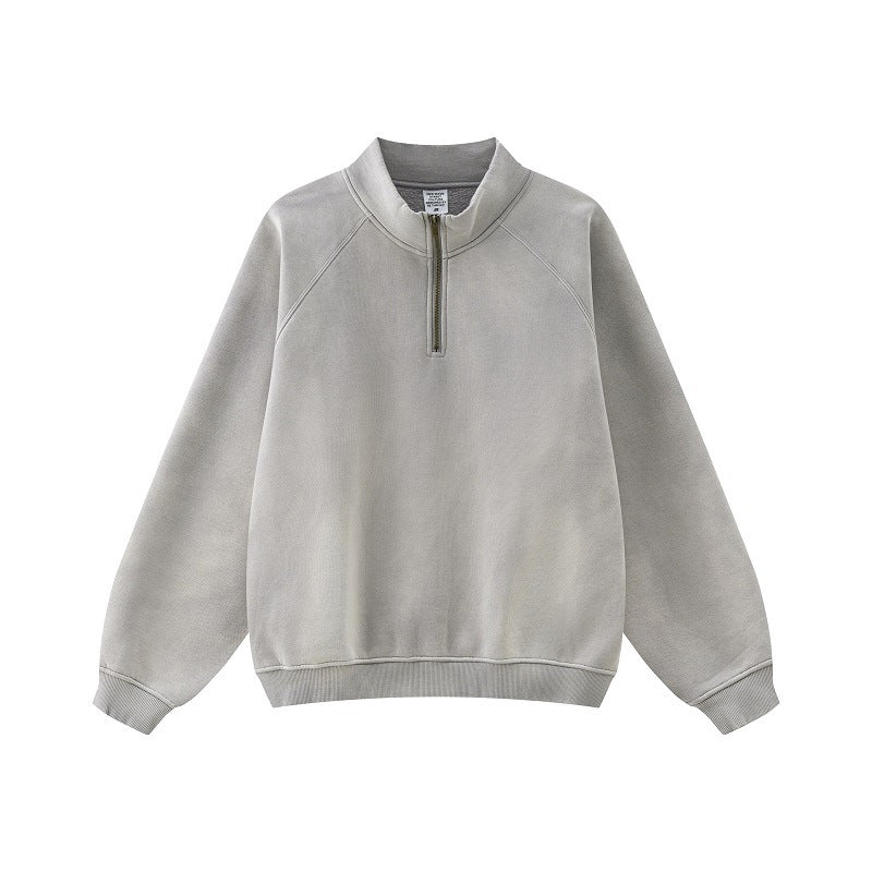 Half Zipped Stand Collar Pullover Sweater Coat