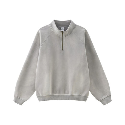 Half Zipped Stand Collar Pullover Sweater Coat