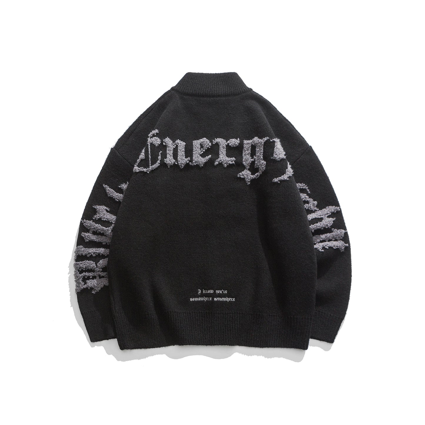 Men's Zipper High Neck Jacquard Sweater