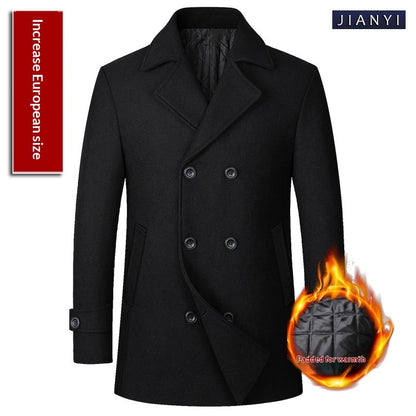 Fashion Double-breasted Lapel Mid-length Wool Men's Coat Dropshipping