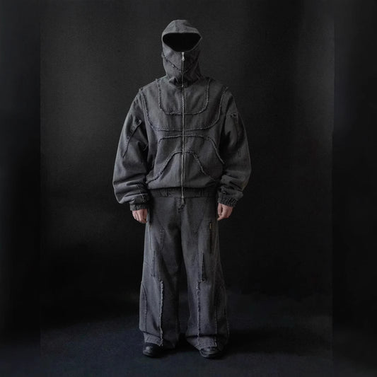 Abstract Men's Trendy Versatile Zipper Hooded Sweater