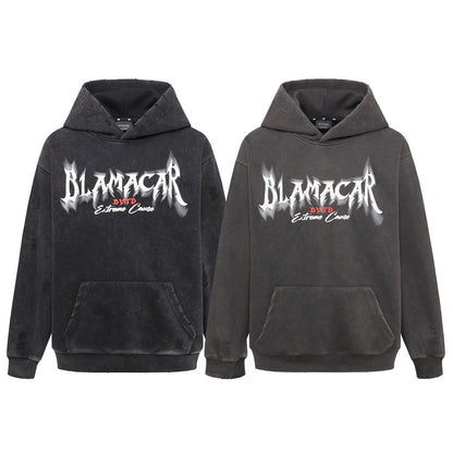 American Retro Heavy Washed Hoodie Design Sense Printed Hoodie