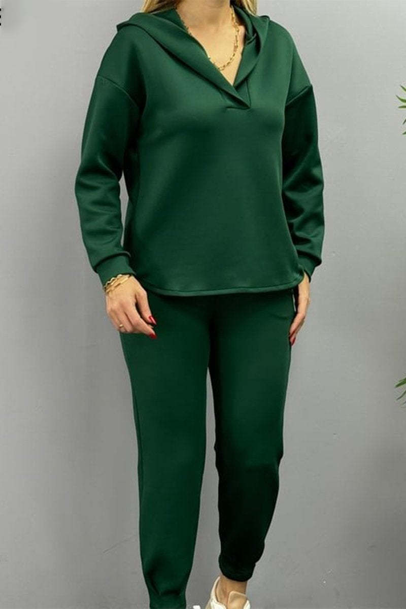 Commuting Casual Hooded Sweatshirt And Pants Two-piece Set