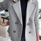 Double Breasted Lapel Jacket Fashion Knitted Sleeves Splicing Design Coat Outerwear Women's Clothing