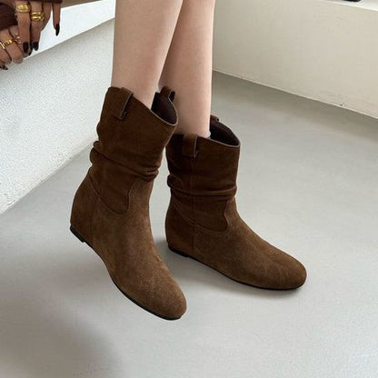 French Retro Autumn And Winter New Frosted High Sleeve Western Cowboy Boot Women