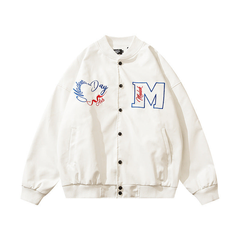 Men's Loose Vintage Embroidered Baseball Jacket