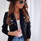 Zip-up Lapel Jacket With Pockets Ins Fashion Long Sleeve Short Tops Women's Clothing