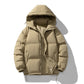 Men's Hoodie Coat Winter Fashion Solid ZIp-up Thickened Cotton-padded Jacket Casual Warm Outwear Top Clothing