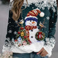 Snowman Printed Panel Loose Sweater