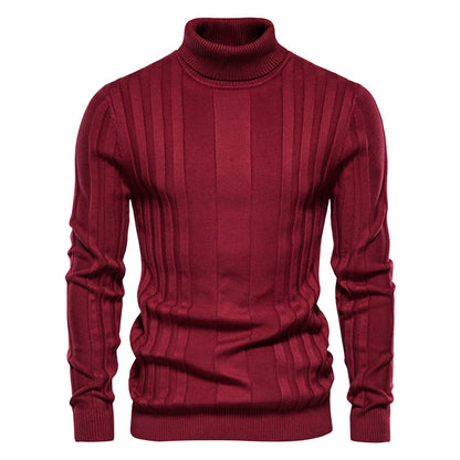 Men's Turtleneck Sweater Casual Knit Solid Color Pullover