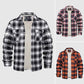 Fleece Lined Men's Jacket Long Sleeve Lapel Plaid
