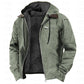 Winter Hooded Coat With Pockets Fashion Warm Fleece Zip-up Jacket Casual Outwear Men's Clothing