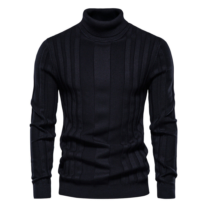 Men's Turtleneck Sweater Casual Knit Solid Color Pullover