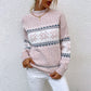 Winter Snowflake Sweater Fashion Half Turtleneck Pullover Knitted Tops Women's Christmas Clothing