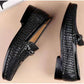 Slip-on Snake Pattern Embossed Leather Flat Driving Casual Leather Shoes