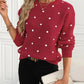 Ins Polka Dot Print Pullover Sweater Fashion Casual Long-sleeved Jacquard Knitted Top Winter Round Neck Clothing For Women