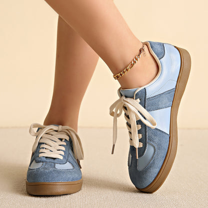 Round Toe All-matching Lace-up Flat Retro Low-top Sports Board Shoes