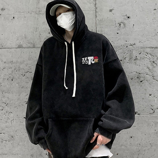 Heavy Cotton Zhongshan Hoodie Men's American Style Three Pin Hoodie Coat