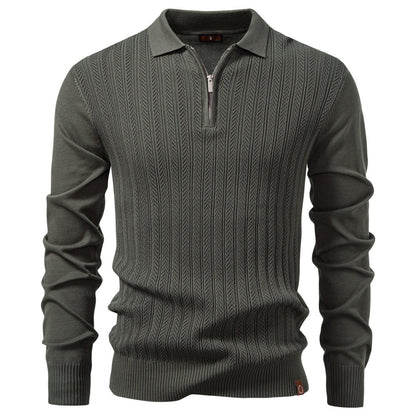 Men's Business Casual Sweater Long Sleeve Half Zipper Sweater