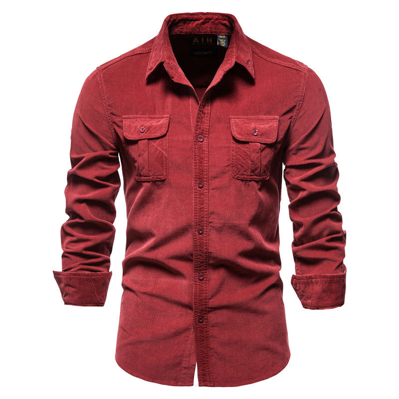 Cotton Japanese Corduroy Slim Casual Men's Shirt