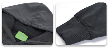 Vintage High Street Distressed Washed Loose Black Hoodie