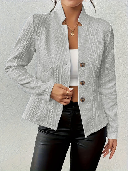 Women's Blazer Jacket Suit Coat Single-breasted Stand Collar Tops Slim Outerwear Temperament Office Jacket