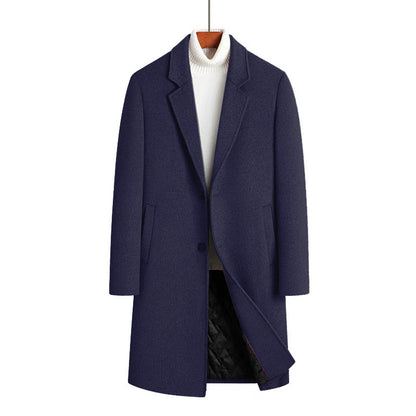 Men's Woolen Overcoat Mid-length Cotton-padded And Thickened