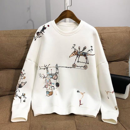 Youthful Vitality Soft And Delicate Embroidered Cotton Sweatshirt