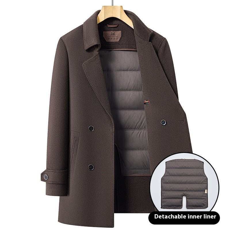 Double-sided Wool Overcoat Men's Mid-length Suit Collar Woolen Coat