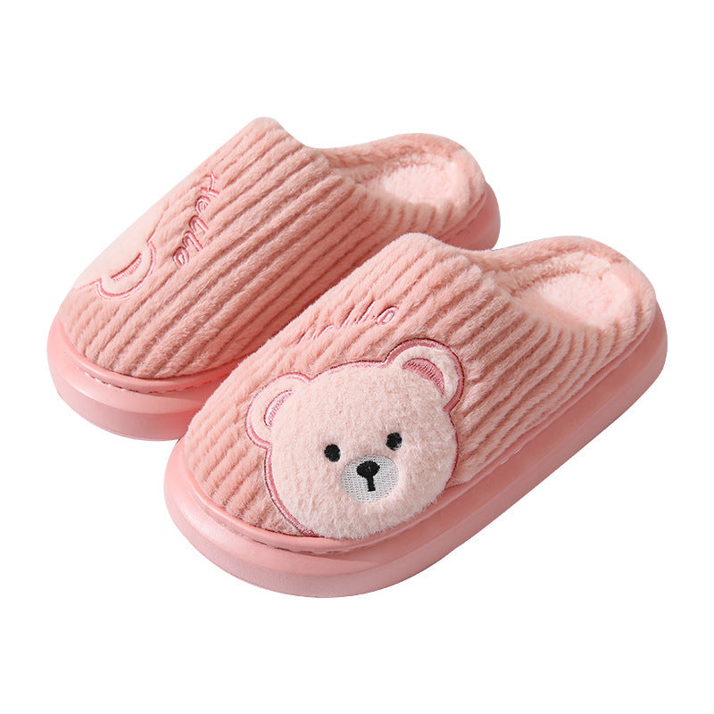 EVA Thick-soled Cotton Slippers Cartoon Bear Plush Cotton Slippers