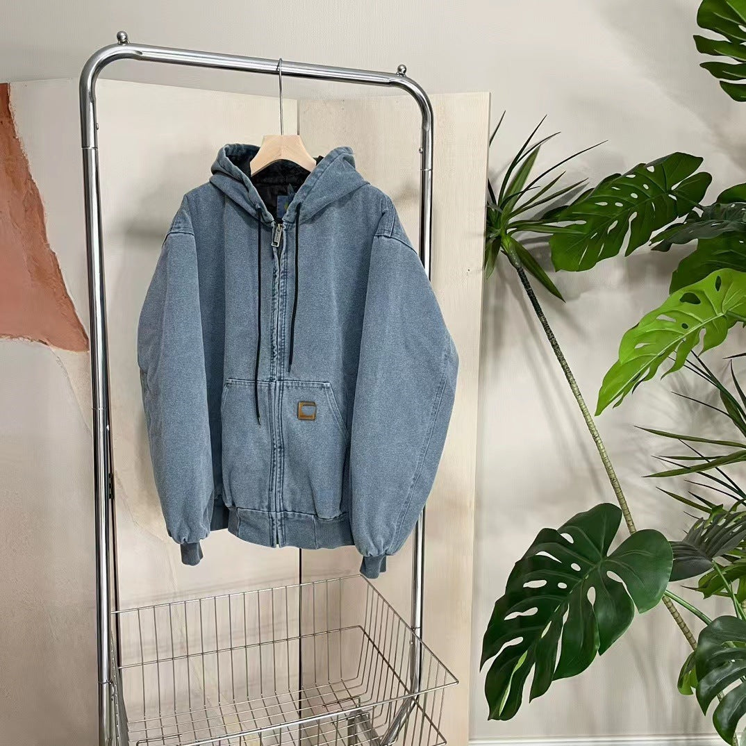 Washed Old Hooded Couple Coat