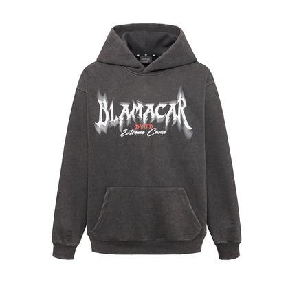 American Retro Heavy Washed Hoodie Design Sense Printed Hoodie