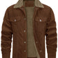 Corduroy Lapel Long Sleeve Plush Jacket Coat