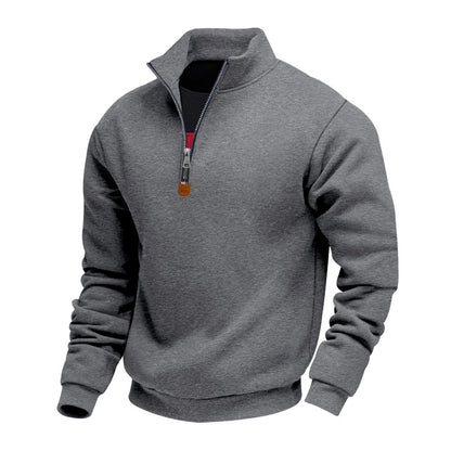 Men's Stand Collar Long Sleeve Half-zip Sport Casual Sweatshirt