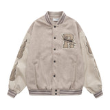 Vintage Flame Embroidered Jacket Jacket Baseball Uniform