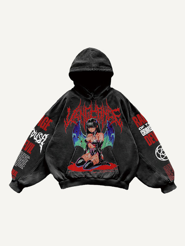 Men's Printed Hooded Loose Retro Sweatshirt