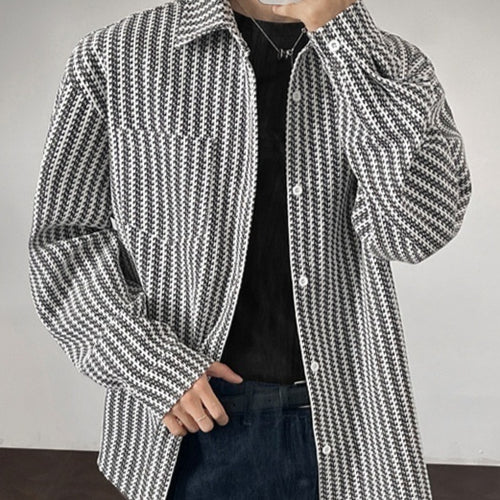 Mens Bold Herringbone Chanel-Style Shirt Jacket